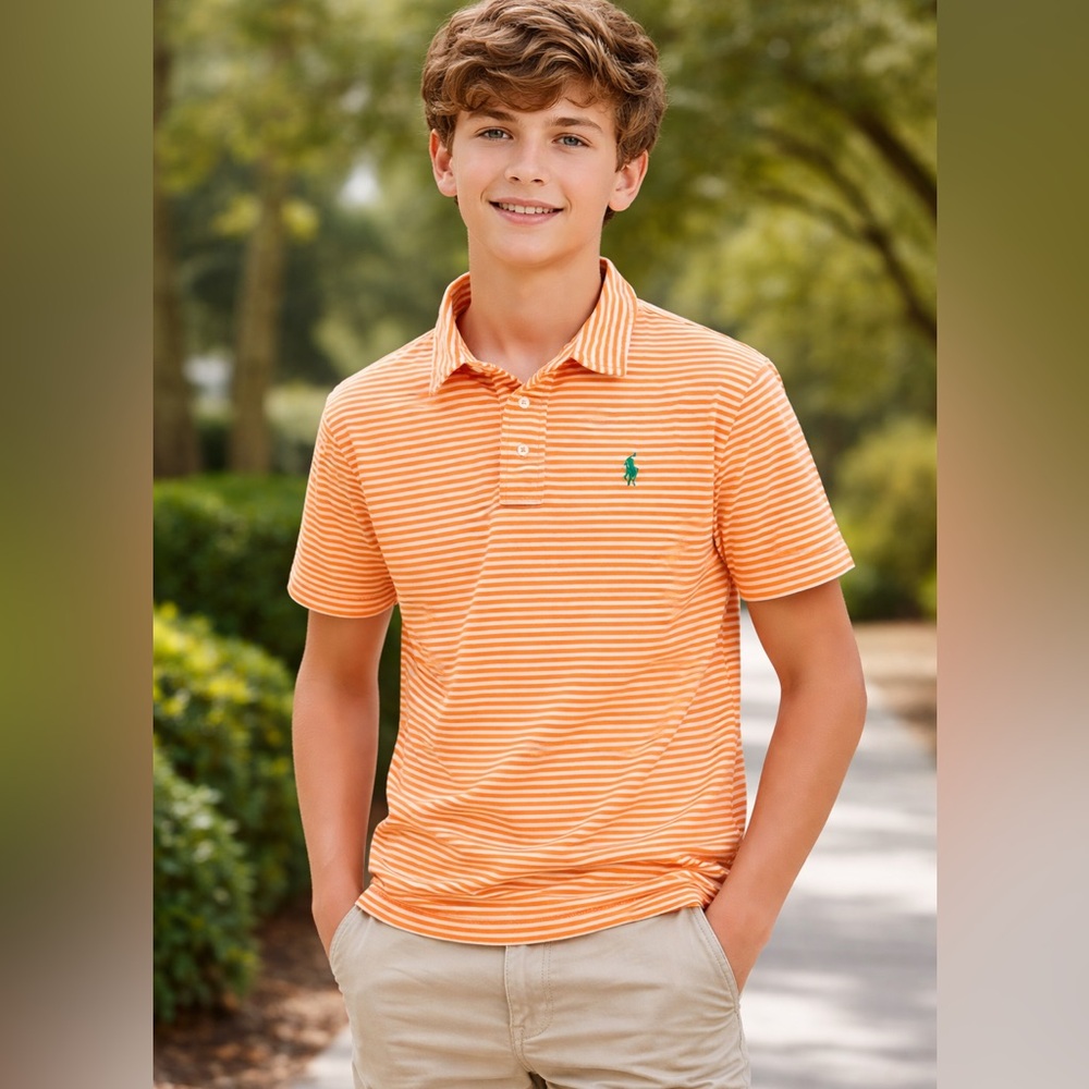 Polo‎ Ralph Lauren Youth Boys
Orange/White Striped Polo Tops Size
L (14-16)